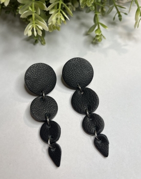 Leather earrings "Drops" charcoal black